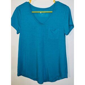 Stylus Teal Blue Misses Short Sleeve Pocket T-Shirt Size M